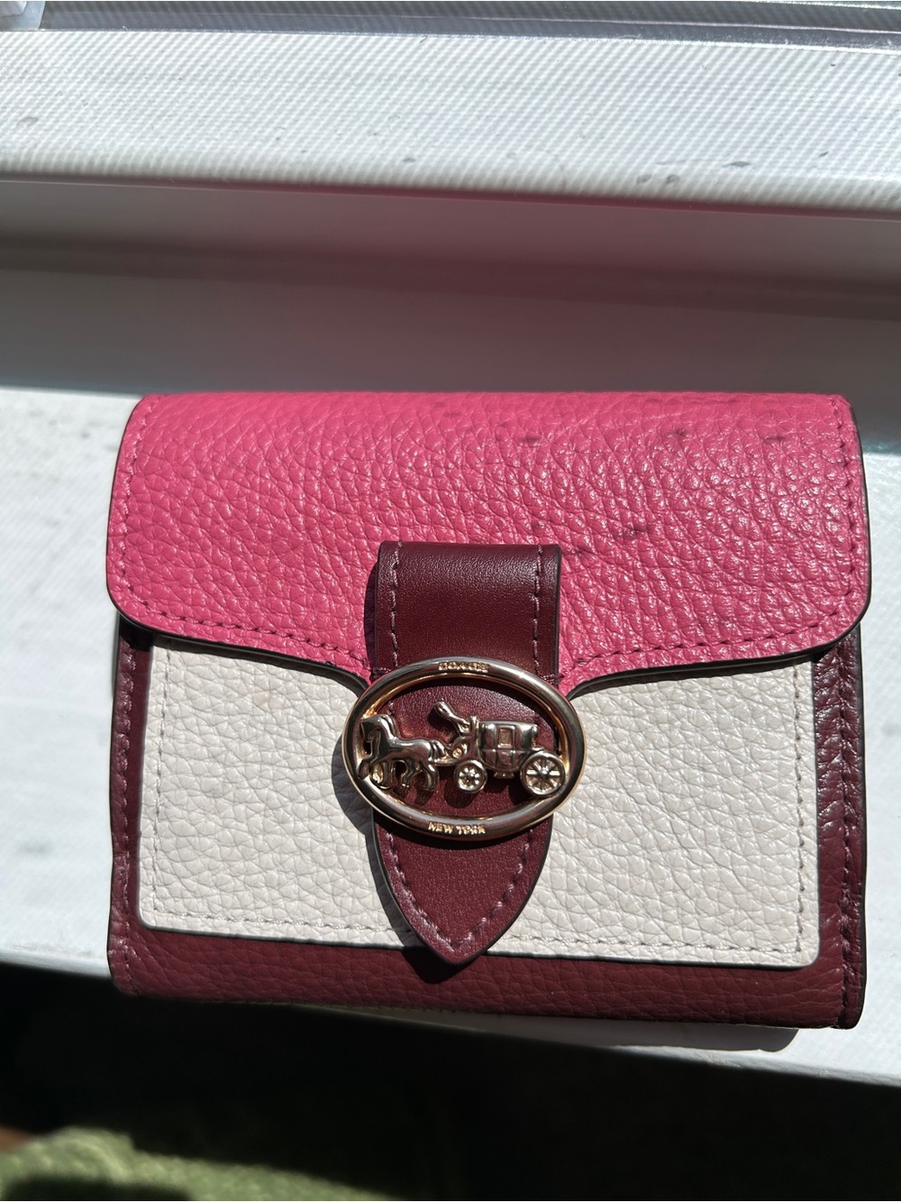 Coach Georgie Small Wallet Colorblock Pebbled Leather Style C4089 - Picture 2 of 12
